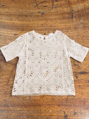 Capri Floral Crochet Knit Boho Top NWT Size M